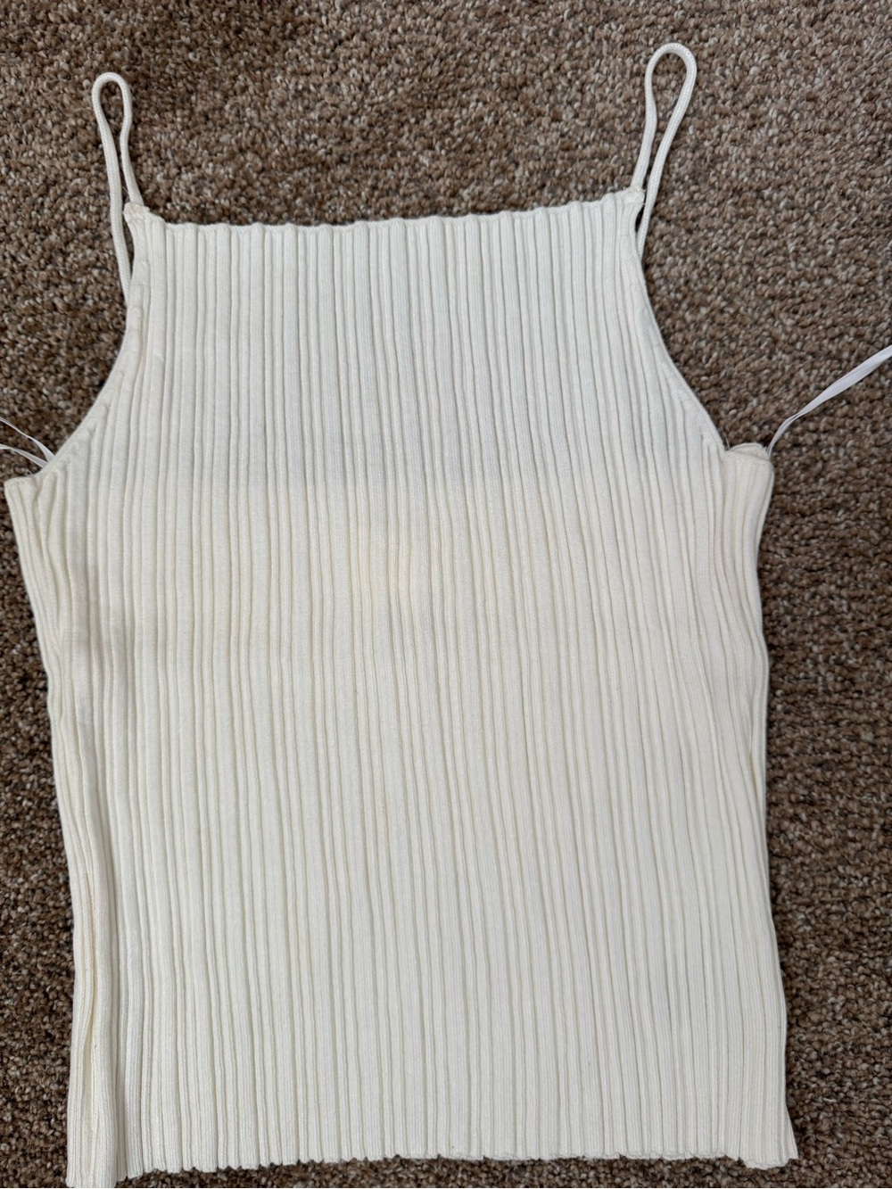 H&M Cream Ribbed Square-Neck Cami